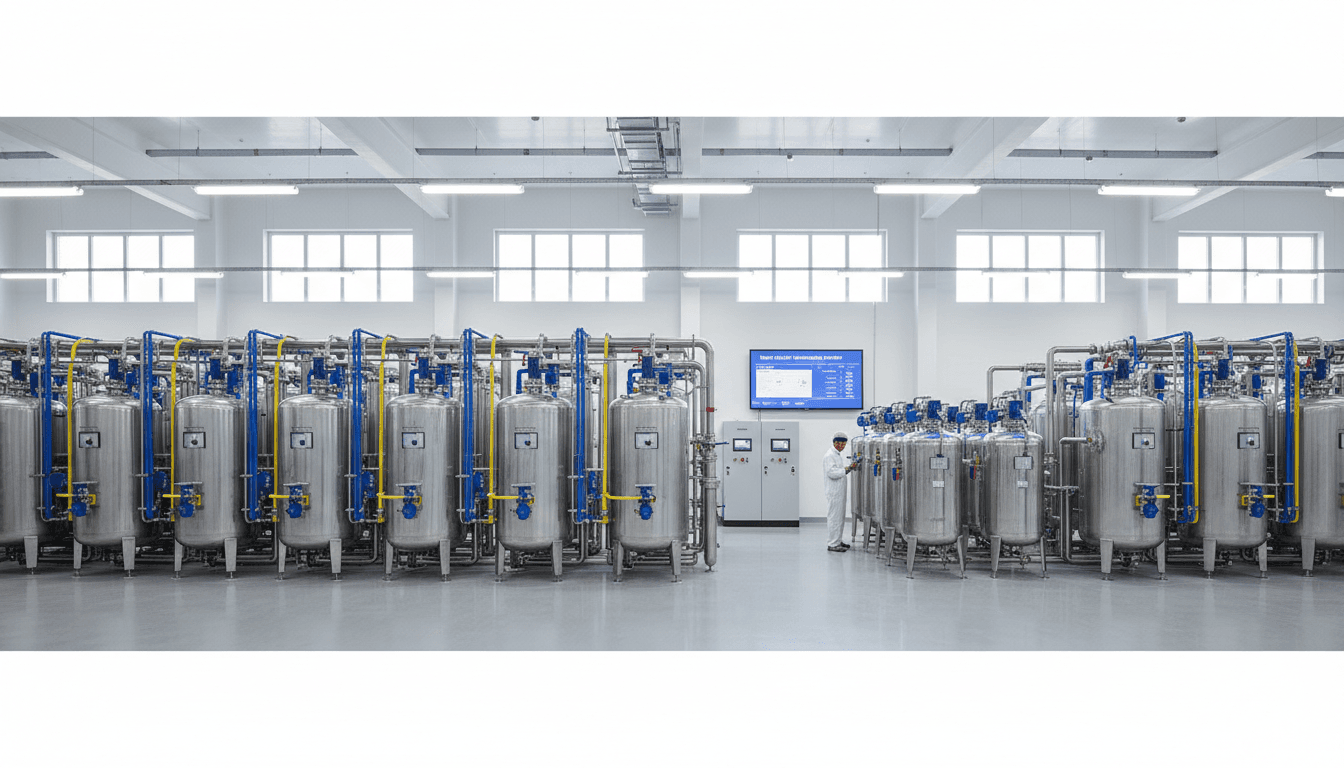 Commercial water filtration units with pipes and valves